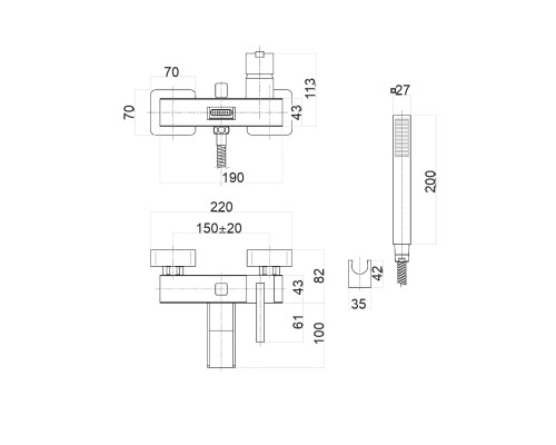 Смеситель для ванны Fiore XS 71CR7755 хром