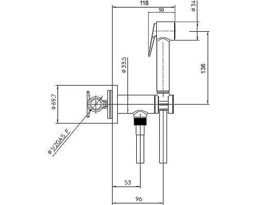 Гигиенический душ со смесителем Bossini E37007B.073 Черный матовый