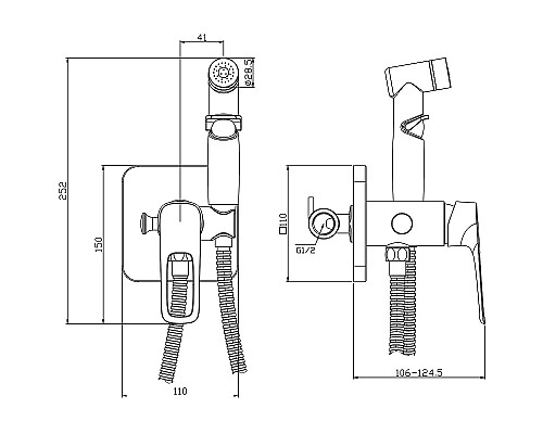 Гигиенический душ со смесителем Rossinka RS46-51 Хром