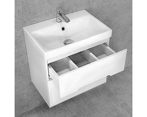 Тумба под раковину Jorno Moduo Slim 60 Mod.01.60/P/W подвесная Белый глянец