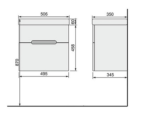 Тумба под раковину Jorno Moduo Slim 60 Mod.01.60/P/W подвесная Белый глянец