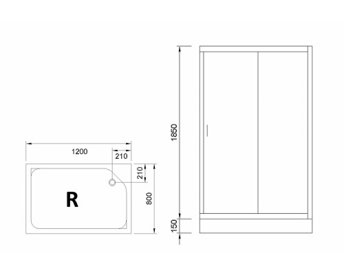 Душевой уголок Royal Bath HP 120х80 RB8120HP-C-R с поддоном профиль Белый стекло матовое