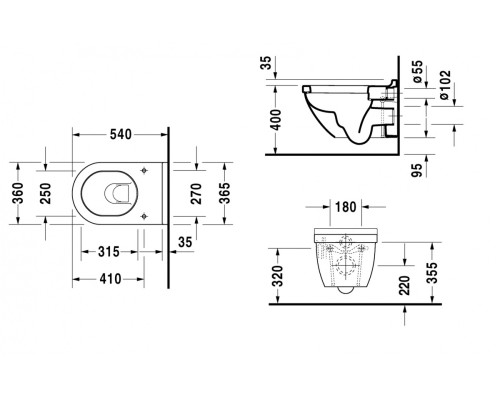 Унитаз Duravit Starck 3 2527090000 подвесной без сиденья