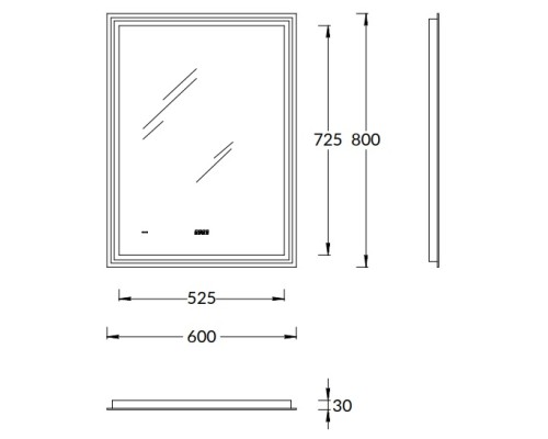 Зеркало Kerama Marazzi TECNO c LED 60 с подсветкой, с функцией антизапотевание