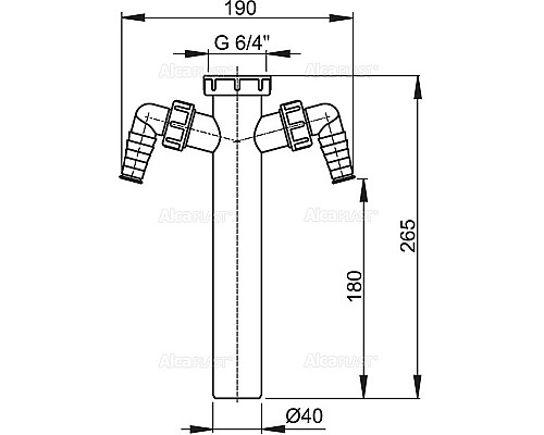 Патрубок для сифона Alcaplast A44M-DN40 с двумя штуцерами 6/4