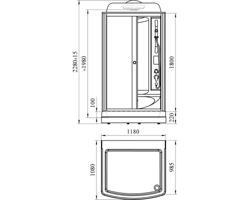 Душевая кабина Radomir Диана 1 118x108 1-05-1-0-0-0600 профиль Белый стекло прозрачное