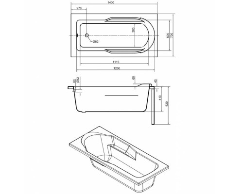 Акриловая ванна Cersanit Santana 140х70 63348