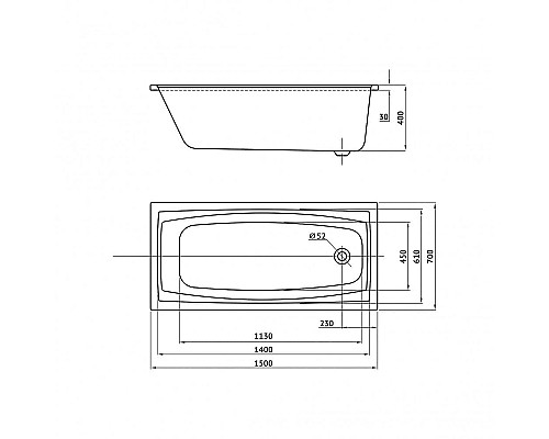 Ванна акриловая Berges Feya 150x70