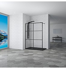 Душевая перегородка  70*200 RGW WA-011-B Чёрный/Прозрачное(Принт)/8 мм 100 см 