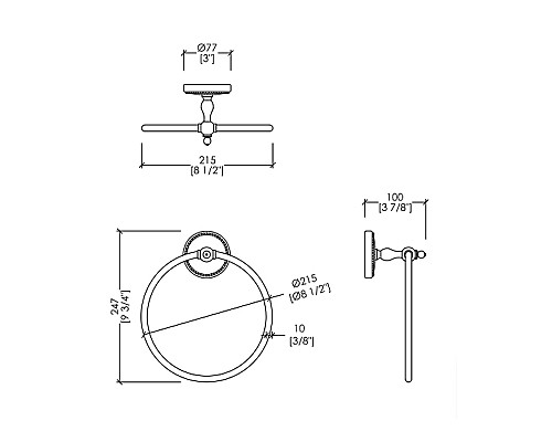 Кольцо для полотенец Devon&Devon Dorothy DOR407CR Хром Белое