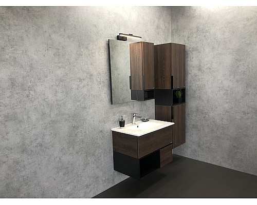 Зеркало со шкафом Comforty Франкфурт 75 00004151044 Дуб шоколадно-коричневый Черное матовое