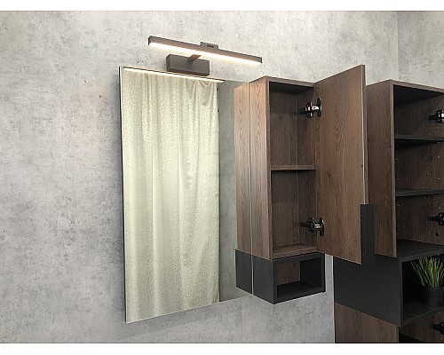 Зеркало со шкафом Comforty Франкфурт 75 00004151044 Дуб шоколадно-коричневый Черное матовое