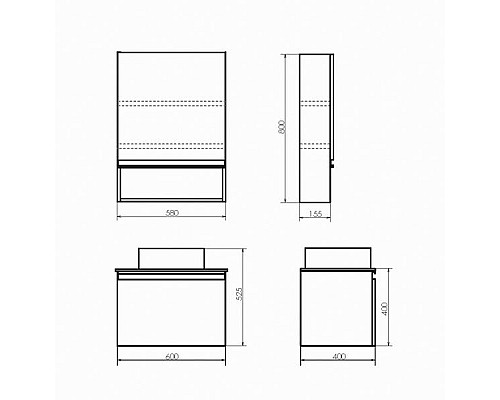 Тумба с раковиной Comforty Эдинбург 60 00-00001928 подвесная Бетон светлый