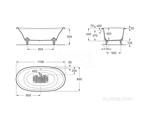 Ножки Newcast Eagle 291094000 комплект для чугунной ванны Roca