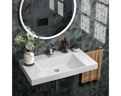 Раковина Kerama Marazzi CUBO подвесная 80, белая глянцевая Раковина Kerama Marazzi CUBO подвесная 80, белая глянцевая