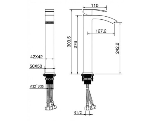 Смеситель для раковины Grocenberg GB3007 Черный матовый