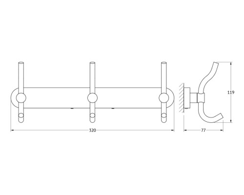 Планка с 3-мя крючками-вешалками (хром) Artwelle HAR 006 32 см