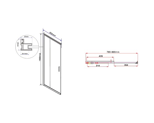 Душевой уголок Vincea Garda 110x80 VSS-1G8011CLB профиль Черный стекло прозрачное