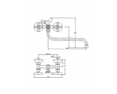 Смеситель для ванны Haiba HB2220 универсальный Хром