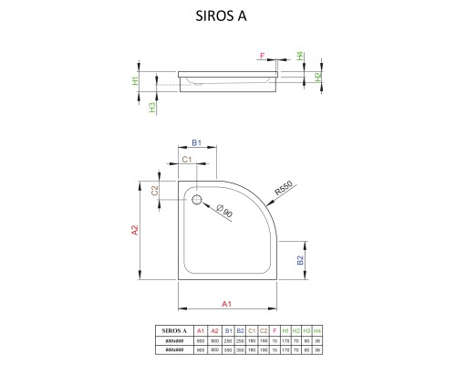 Акриловый поддон для душа Radaway Siros A 90x90x17 белый