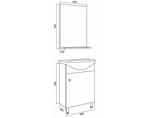 Комплект мебели для ванной Grossman Eco Line 50 105205 Белый