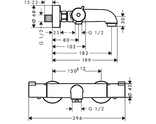 Смеситель для ванны,для душа Hansgrohe Ecostat 1001 CL 13201000
