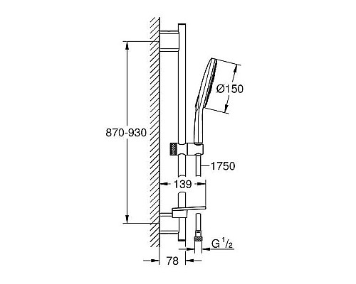 Душевой гарнитур Grohe Rainshower SmartActive 26594LS0 Белая луна Хром