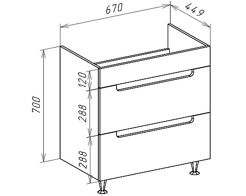 Тумба под раковину Bellezza Грейс 70 4630811110481 Скала серая
