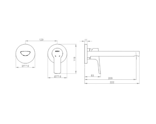 Смеситель для раковины E.C.A. Luna 102167606EX-YY Хром