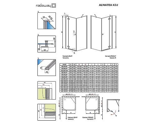 Душевой уголок Radaway Almatea KDJ 80x80 L 32112-01-01NL профиль Хром стекло прозрачное