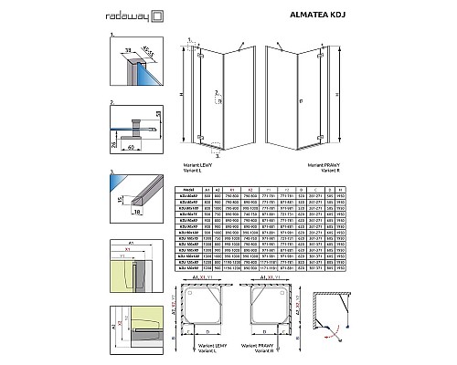 Душевой уголок Radaway Almatea KDJ 80x80 L 32112-01-01NL профиль Хром стекло прозрачное