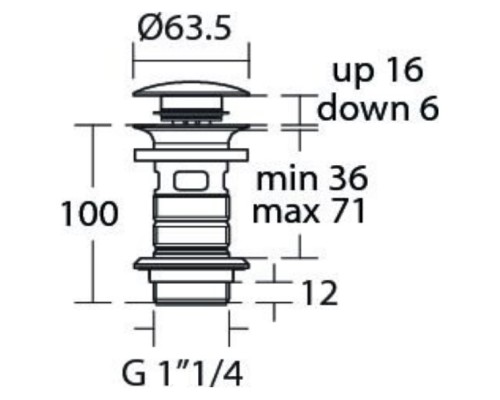 Донный клапан Ideal Standard E1482XG Click-Clack Черный шелк
