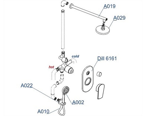 Душевая система WasserKRAFT Dill A16629 Хром