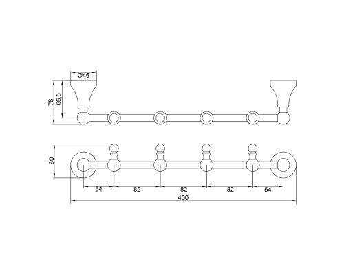 Перекладина с 4-мя крючками Veragio Gialetta L40, золото
