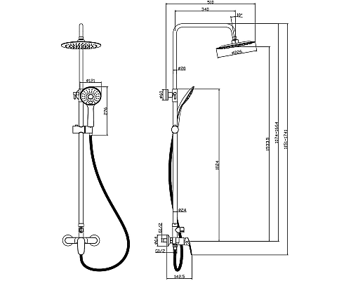 Душевая система Rossinka RS45-45 Хром