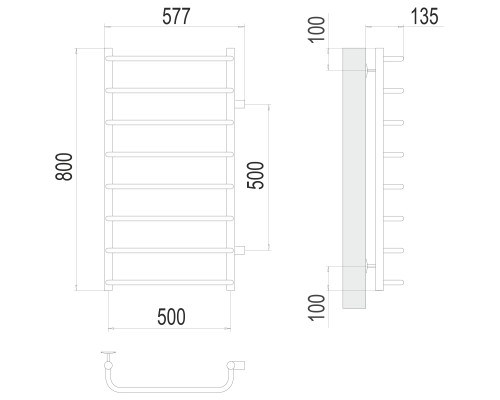 Полотенцесушитель Terminus Эконом Стандарт П8 500х800 бп500