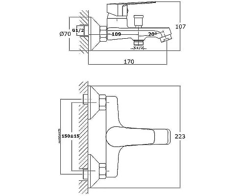 Смеситель для ванны Orange Loop M26-100W Белый