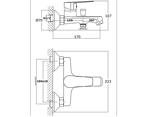 Смеситель для ванны Orange Loop M26-100W Белый