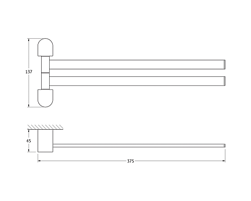 Полотенцедержатель Artwelle Schwarz 35 7731 поворотный Черный матовый
