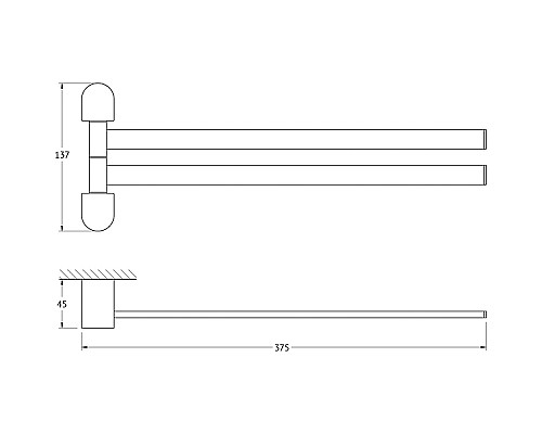 Полотенцедержатель Artwelle Schwarz 35 7731 поворотный Черный матовый