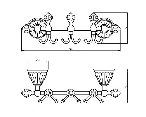 Вешалка для полотенец Migliore Olivia 17463 Золото Белая