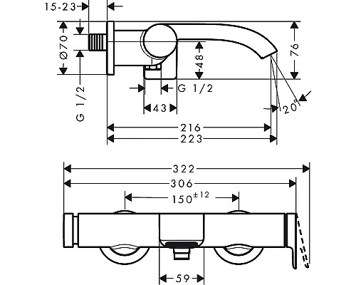 Смеситель для ванны Hansgrohe Vivenis 75420000 Хром