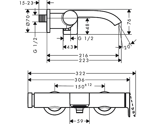 Смеситель для ванны Hansgrohe Vivenis 75420000 Хром