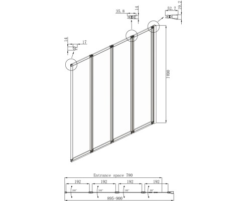 Шторка на ванну Ambassador Bath Screens 90х140 16041110R профиль Хром стекло CrystalPure