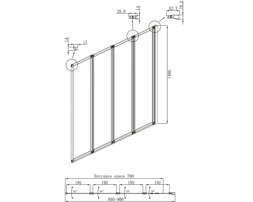 Шторка на ванну Ambassador Bath Screens 90х140 16041110R профиль Хром стекло CrystalPure
