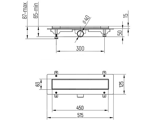 Душевой лоток Paini Klasik 450 CH450K с решеткой под плитку