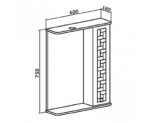 Зеркальный шкаф Runo Авила 60 00000001047 правый