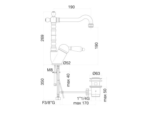 Смеситель для раковины Fiore Imperial 83OO2245 золото