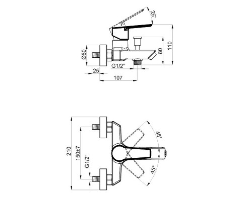 Смеситель для ванны Azario Enzo AZ-15710501 Хром