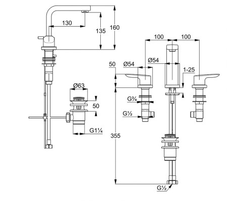 Смеситель на умывальник Kludi Pure&Solid 343940575
